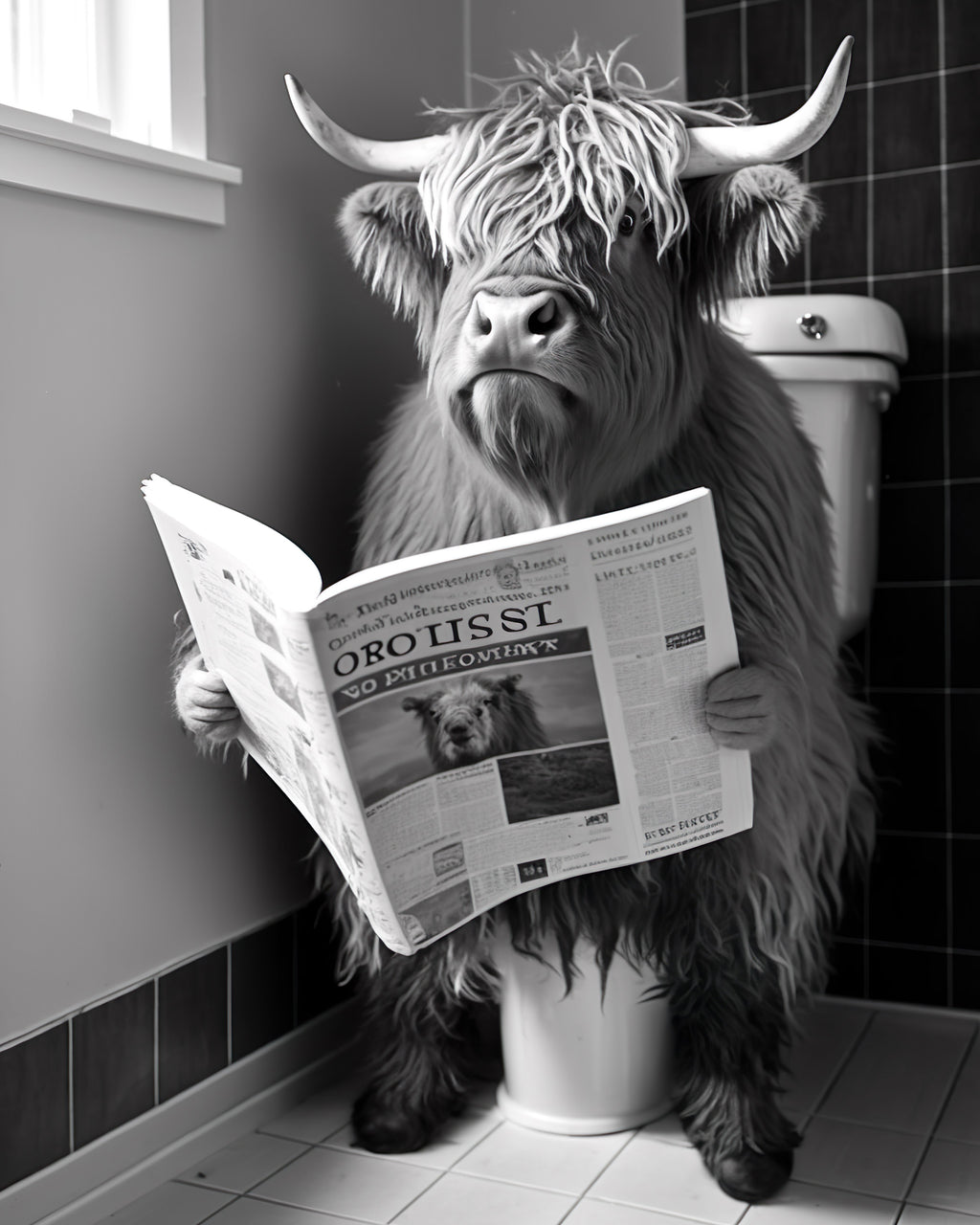 Highland Cow (Black & White) Potty Print