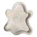 Ghost dough bowl, empty, showing the design CNC-carved into the bottom