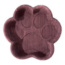 Paw Print dough bowl, empty, showing the design CNC-carved into the bottom
