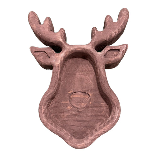 Reindeer dough bowl, empty, showing the design CNC-carved into the bottom