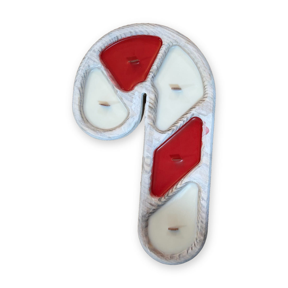 Candy Cane Dough Bowl Candle – Red & White – 5 Wood Wicks