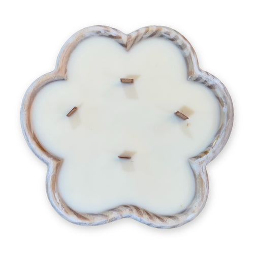 Paw Print Dough Bowl Candle – Whitewash – 4 Wood Wicks