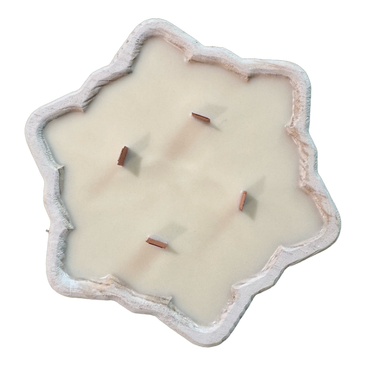 Snowflake Dough Bowl Candle – 4 Wood Wicks