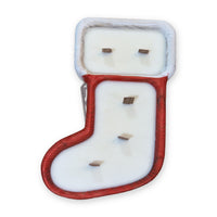 Stocking Dough Bowl Candle – Red & White – 5 Wood Wicks