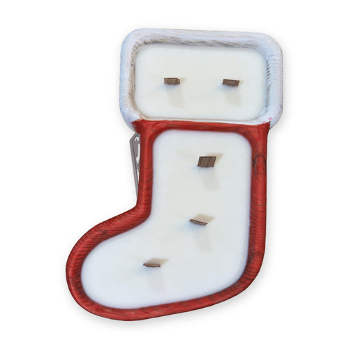 Stocking Dough Bowl Candle – Red & White – 5 Wood Wicks